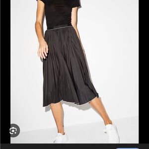 Misha Nonoo Pleated Black A-Line Skirt